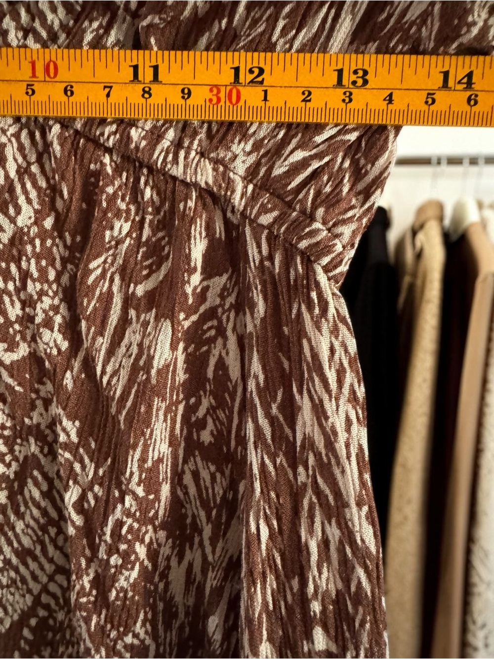 Romesa Women’s Brown Boho Mini Dress Ruched Tie Front Long Sleeve SZ M - Picture 8 of 9